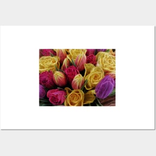 mixed flowers of bright colours in this glowing bouquet Posters and Art